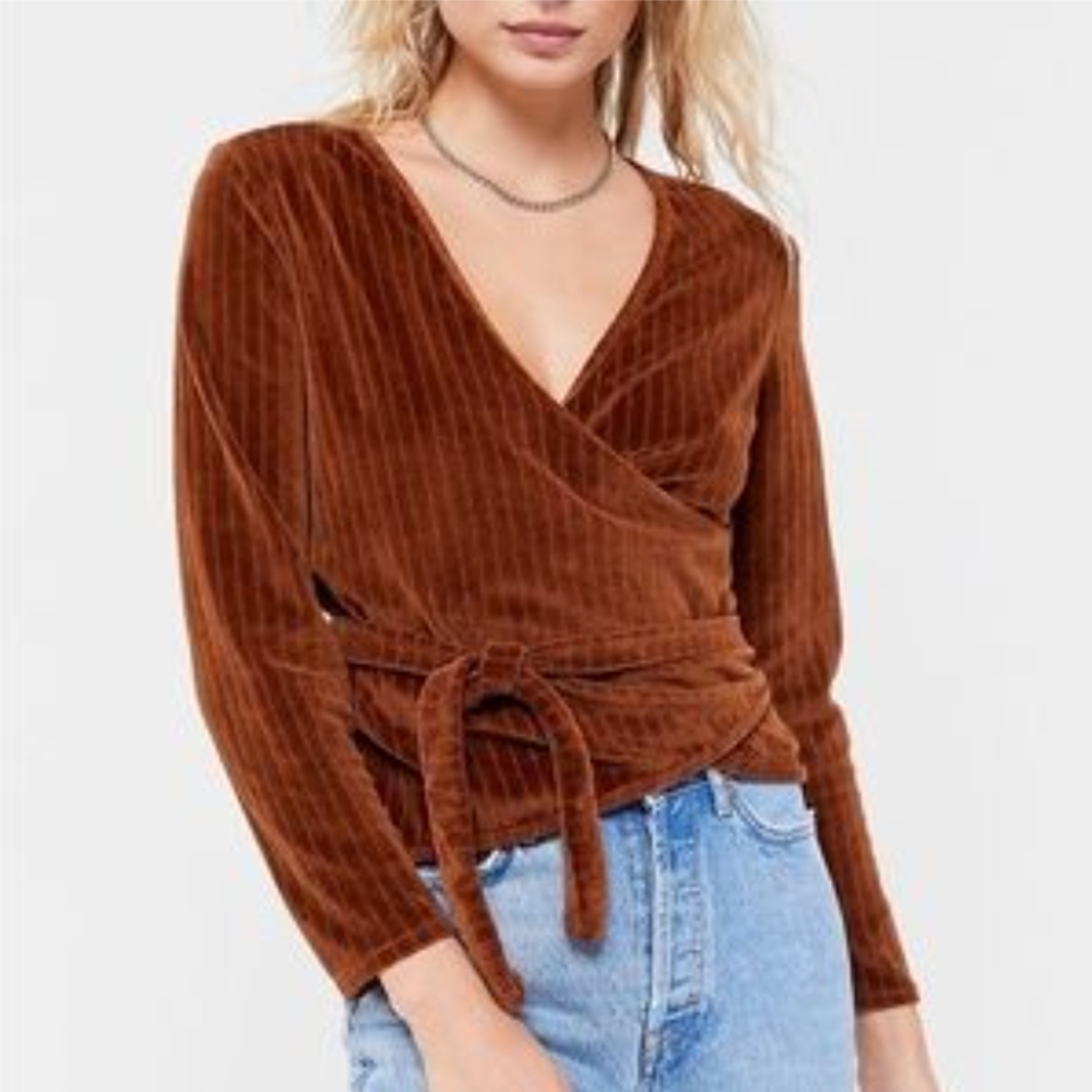 Rita Row/Velvet Brown Wrap Top Sz XS